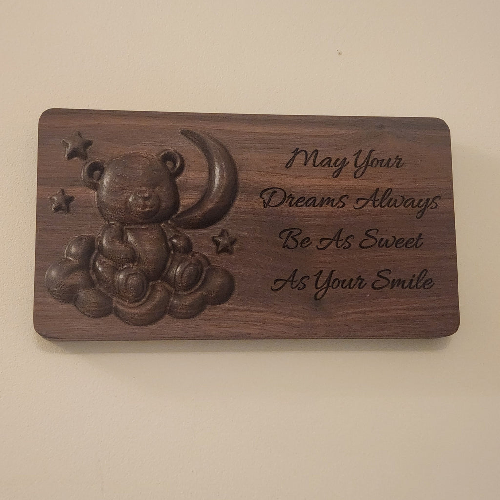 Walnut 3D Carved Nursery Sign