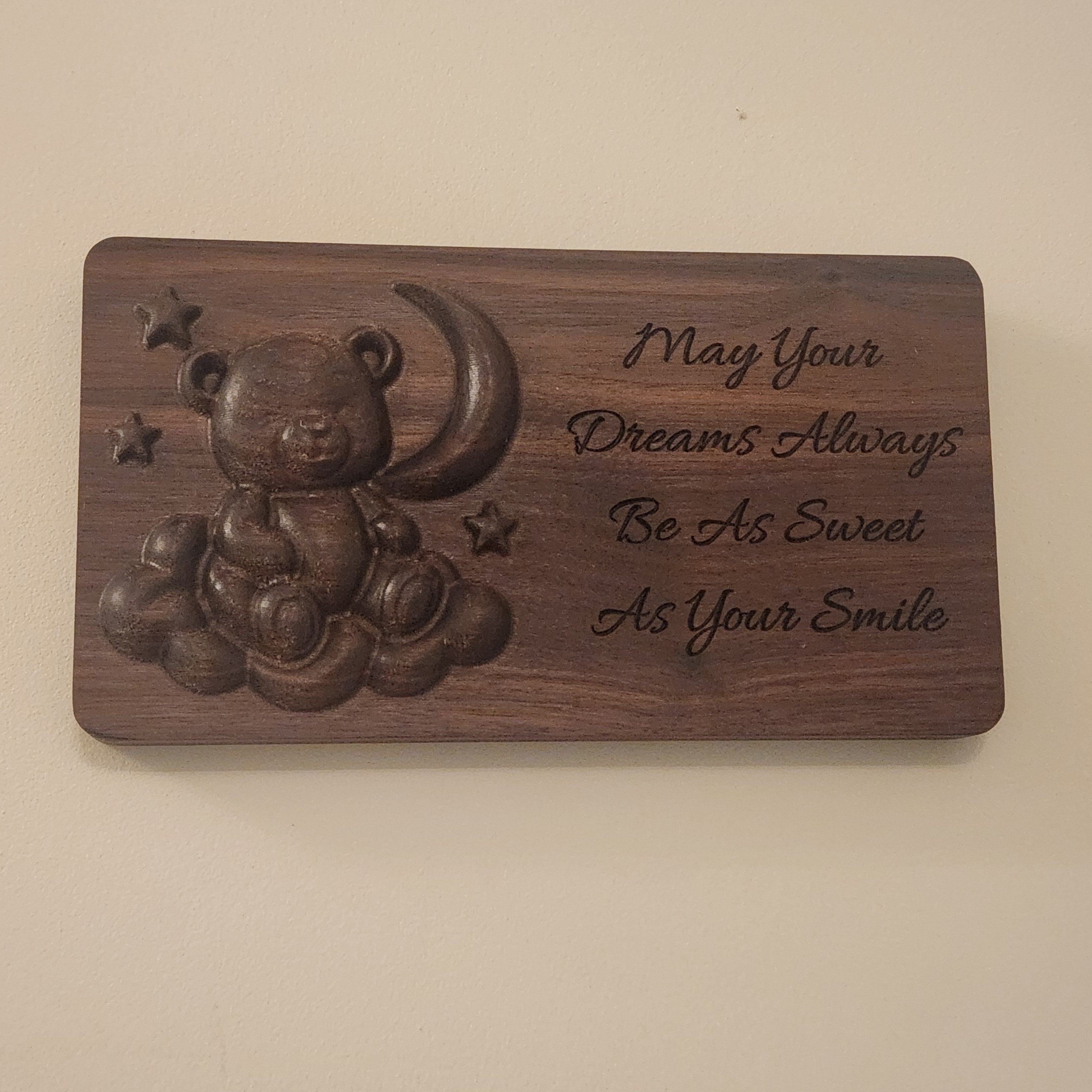 Walnut 3D Carved Nursery Sign