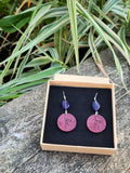 Purpleheart & Amethyst Circle Drop Earrings 925 Sterling Silver