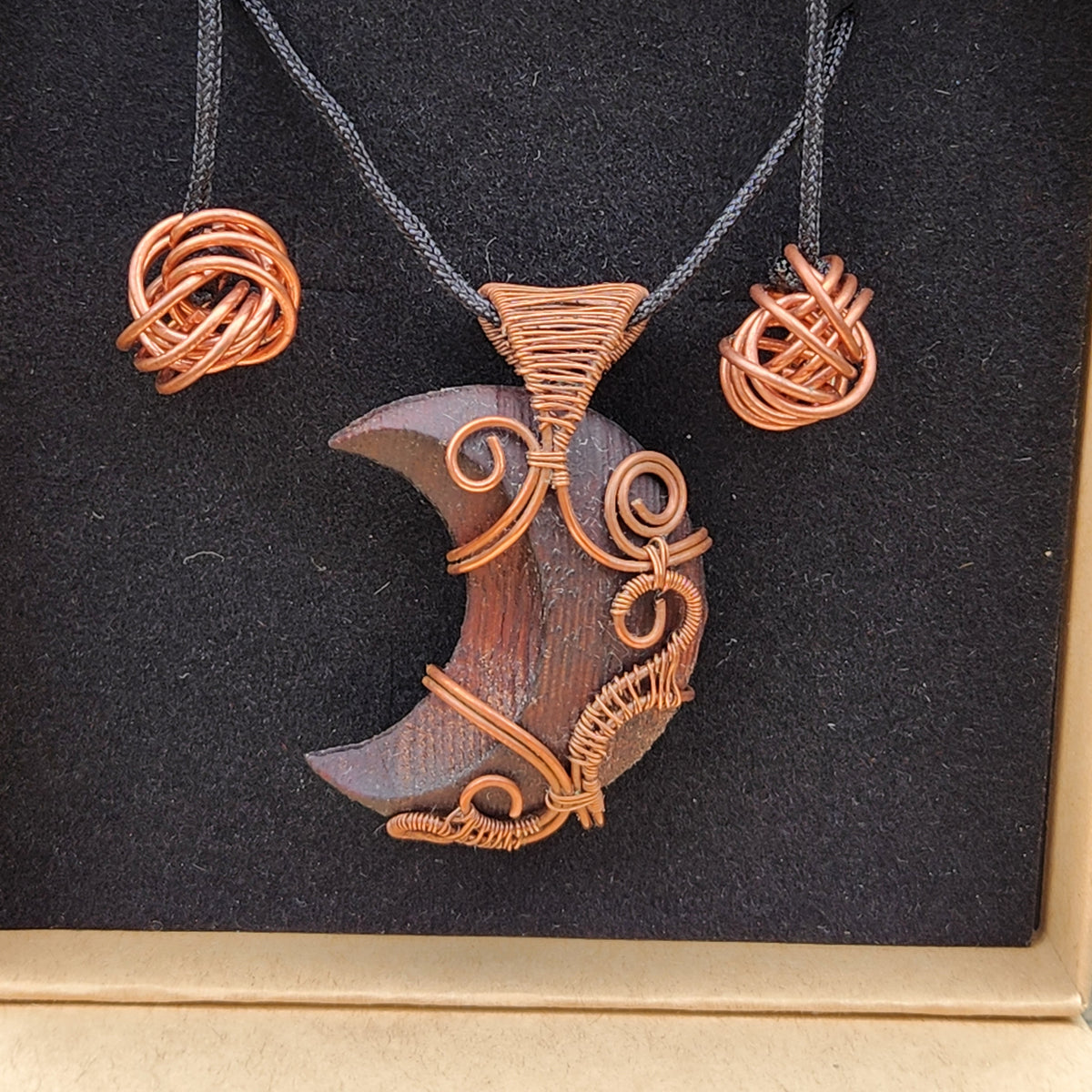 Walnut & Copper Moon Necklace