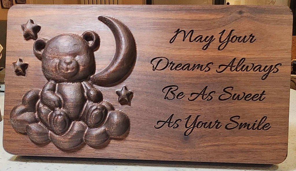Walnut 3D Carved Nursery Sign