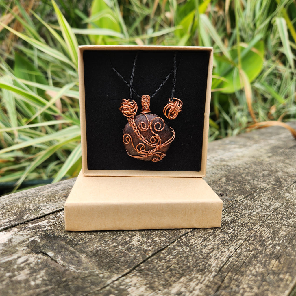 Walnut Statement Swirl Necklace