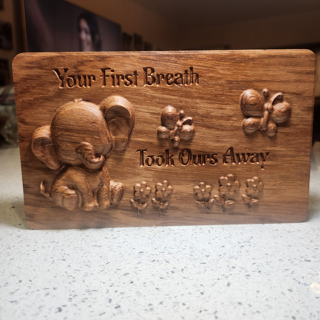 Oak Elephant 3D Carved Wall Sign