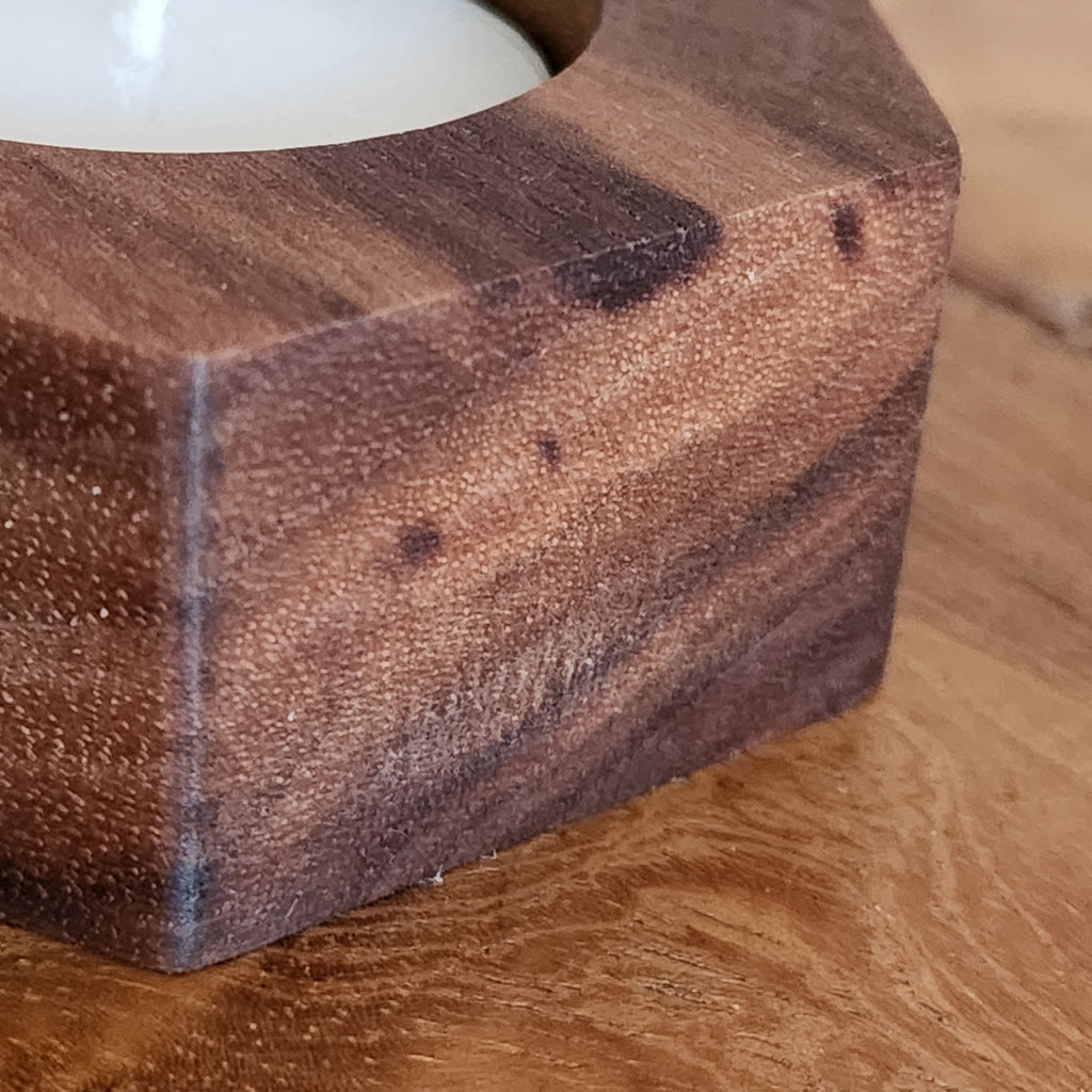 Solid Walnut Hexagon Tealight Holder