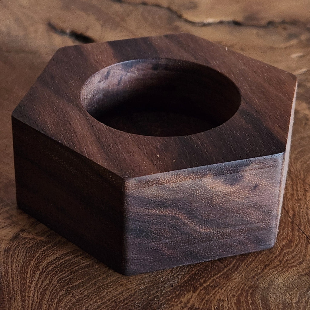 Solid Walnut Hexagon Tealight Holder