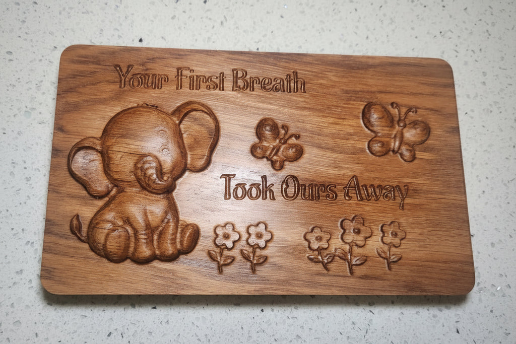Oak Elephant 3D Carved Wall Sign