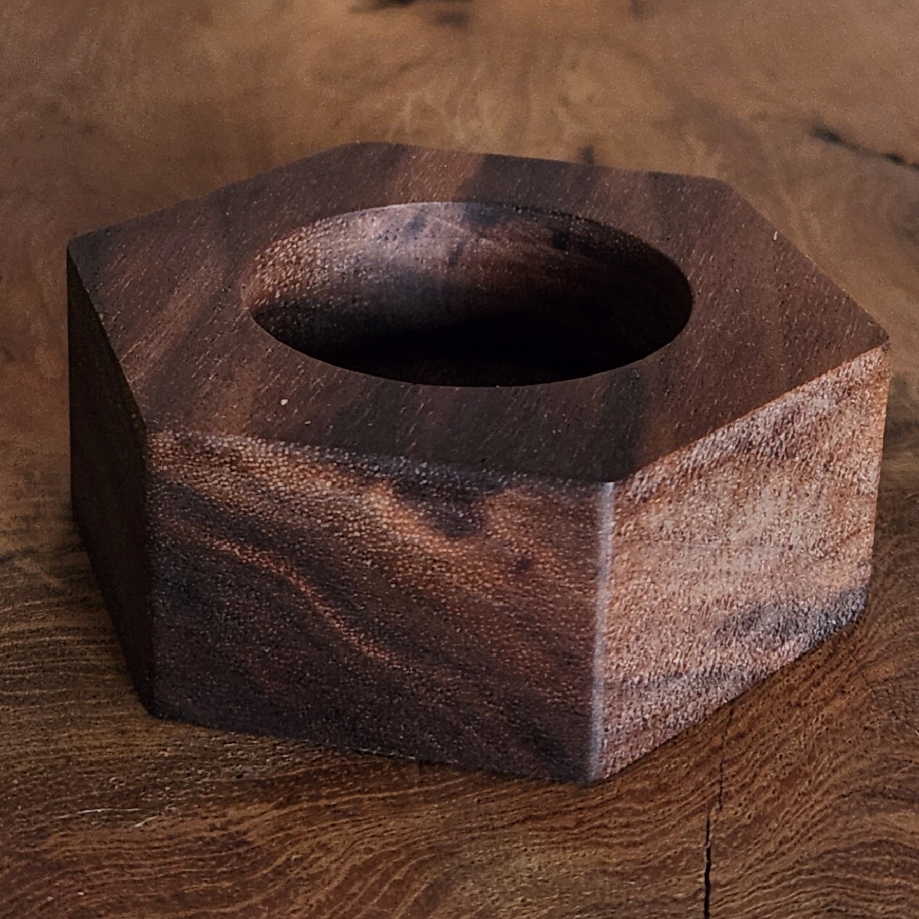 Solid Walnut Hexagon Tealight Holder