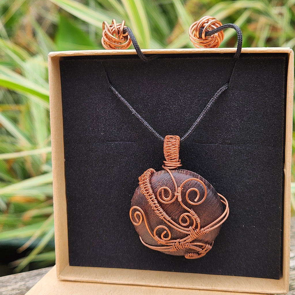 Walnut Statement Swirl Necklace