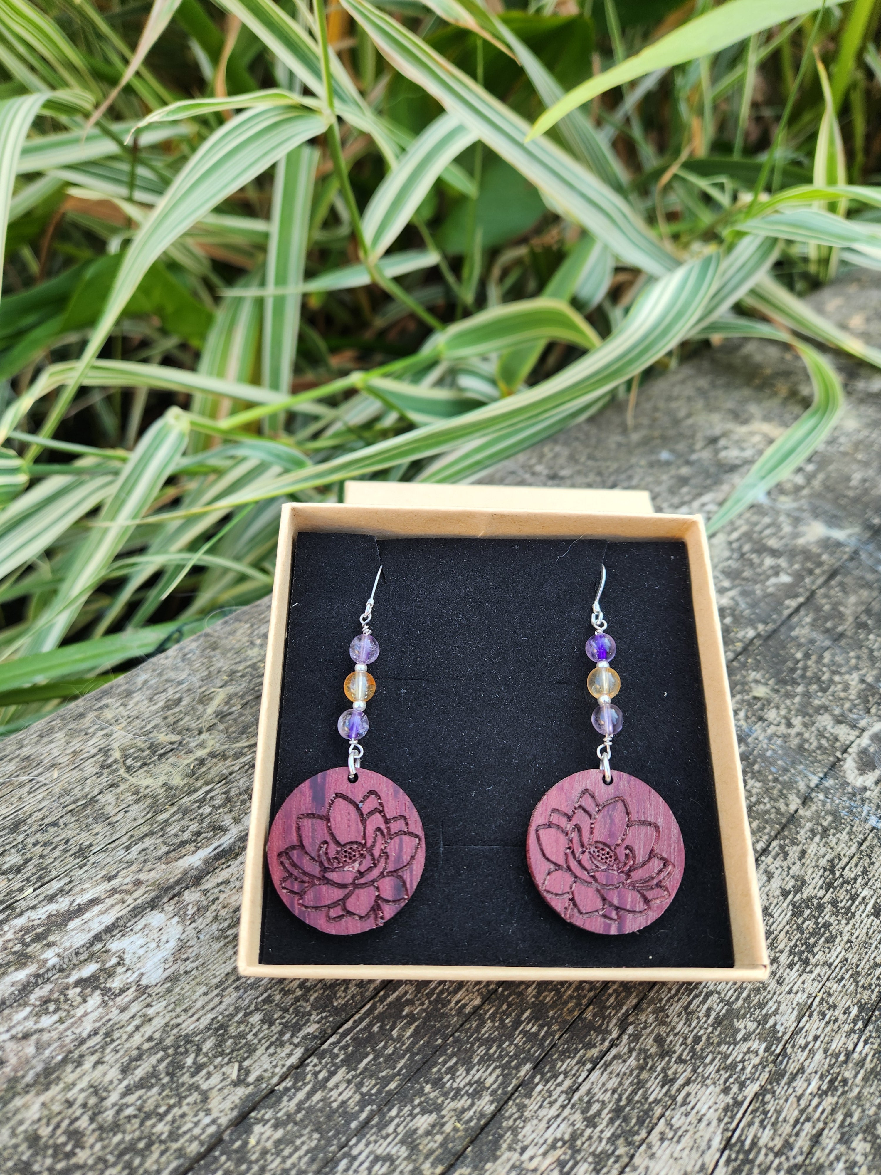 Lotus Flower Drop Earrings 925 Sterling Silver