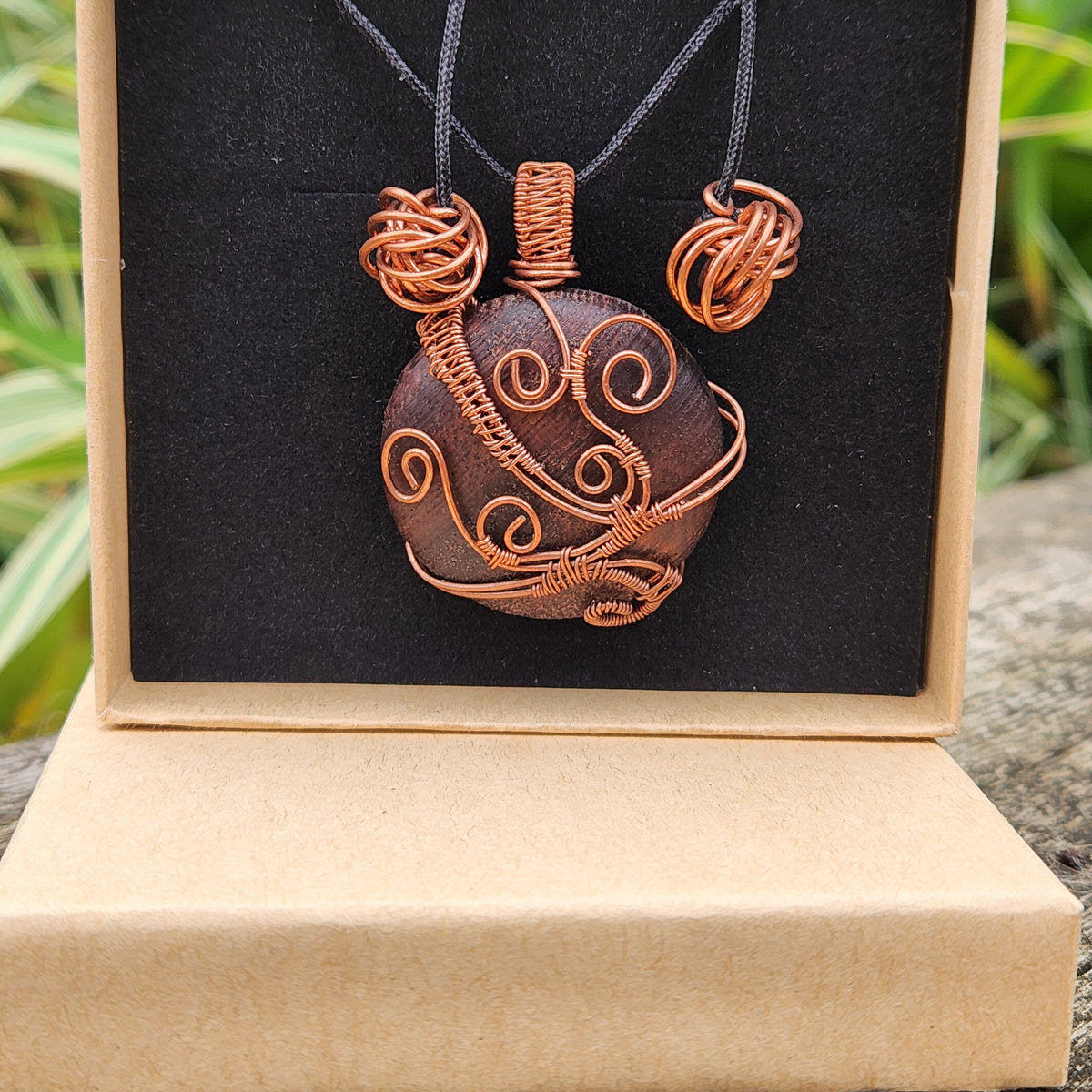 Walnut Statement Swirl Necklace